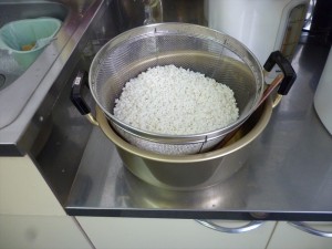 もち米水きり中