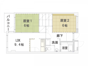 404号室「縦格子の広がり」間取図